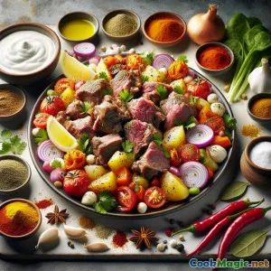 Ruandisches Lamm in würziger Kartoffelsauce