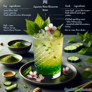 Japanischer Shiso-Blütenaufguss mit Yuzu-Sprudel