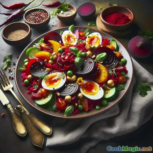 Súp củ cải đường Jizzakh với thịt cừu và thì là