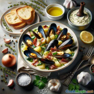 Kerry kremowa zupa chowder z małż z bekonem i porą