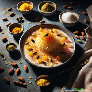 Kesar Rajputana Ghevar with Saffron Rabri Drizzle