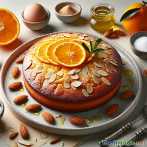 Mallorquinischer Mandel-Orangenkuchen mit Zitrusglanz