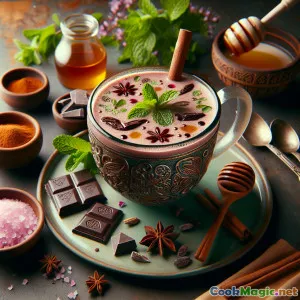 Elixir de cacau Maia com hortelã temperado com especiarias