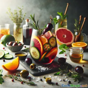 地中海橄榄园柑橘与香草桑格里亚酒