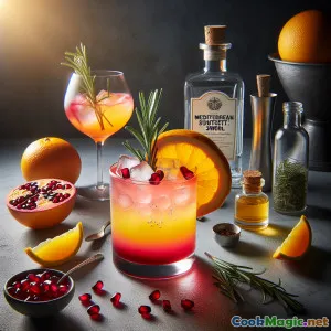 Mediterranean Sunset Swirl: Gin, Citrus & Pomegranate Cocktail