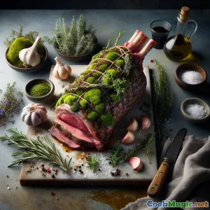 Moss Infused Mountain Lamb Roast – A Rustic Culinary Delight