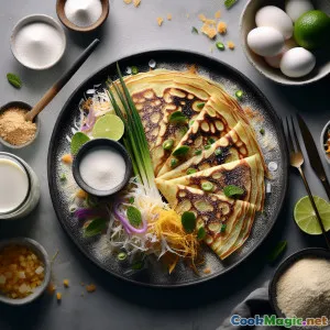 Bánh dẹt khoai môn‑dừa giòn chiên trong chảo