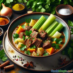 Perski gulasz z selera naciowego i wołowiny (Khoresh Karafs)