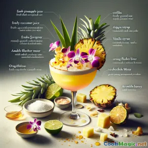 Torção de Abacaxi Orquídea: Mocktail Tropical com Espuma Aveludada
