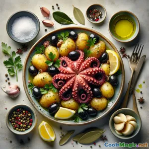 Izgara Ahtapot ve Patates & Zeytin Karışımı