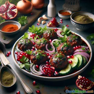 覆以石榴糖蜜釉的多汁牛肉科夫塔