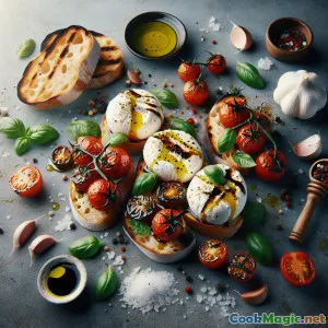 Fresh Burrata & Charred Tomato Crostini Feast