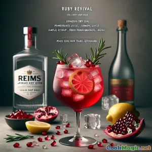 Reims Ruby Revival: An English Pomegranate Gin Fizz
