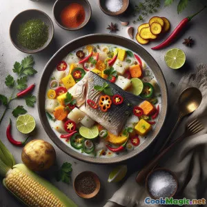 Estufado de peixe com coco costarriquense