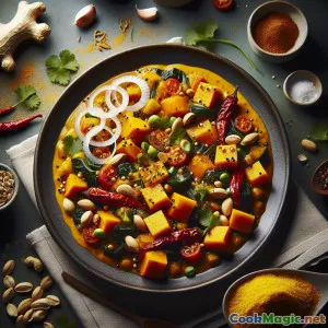 卢旺达南瓜花生咖喱配绿叶蔬菜