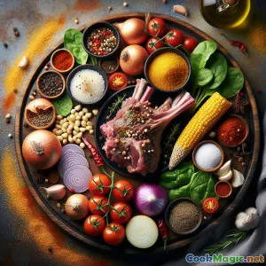 配有香料羊肉炖菜的丰盛Sadza