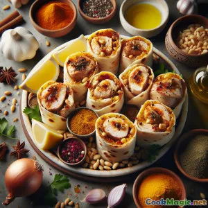 金色藏红花鸡肉穆萨汗卷