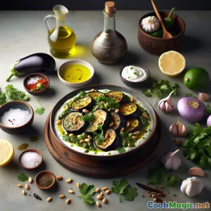 باذنجان مدخن مع رشة كزبرة حارة