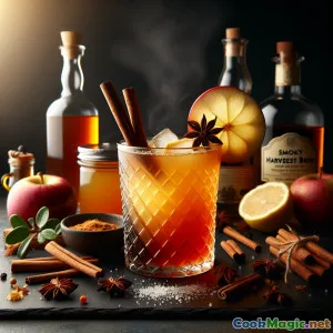 烟熏丰收酿：苹果酒鸡尾酒点缀