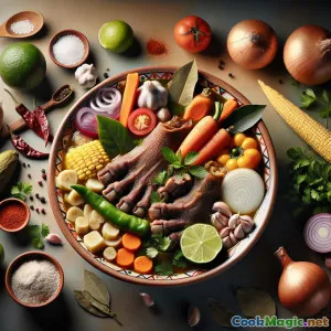 Salvadorianische Pata-Suppe mit Kräutern für Seeligen Genuss