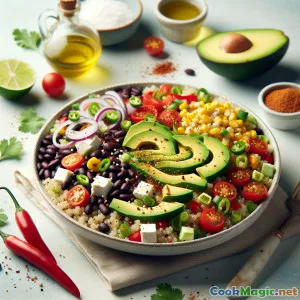 Sałatka z quinoa z Południowego Zachodu z sosem limonkowo-pikantnym