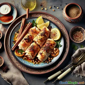 酥脆的苏木籽香味 Musakhan 鸡肉卷