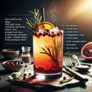 Mocktail mit Dinkel-Kaskade bei Sonnenuntergang