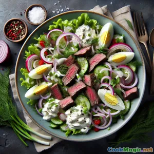 脆爽的塔什干绿萝卜和牛肉沙拉