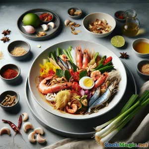 Tekwan Palembang: pierogi rybne w bulionie krewetkowym