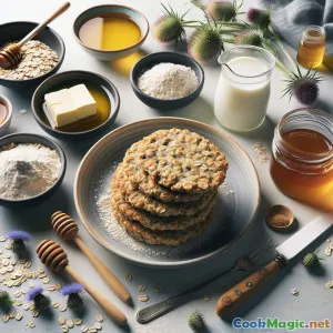 Delizia croccante di frollini di avena con miele di cardo