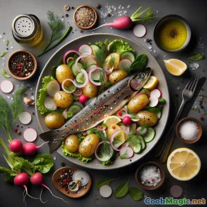 Salada de Truta Defumada Transcarpática com Endro e Picles