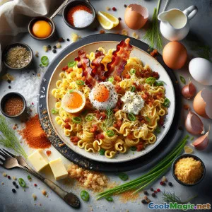 Túrós Csusza com crocante de bacon