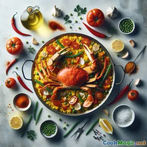 Paella di Granchio allo Zafferano Valenciano: Festa di Frutti di Mare e Spezie